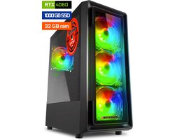 ScreenON Game PC - AMD Ryzen 7 2700X - NVIDIA GeForce RTX 4060 8GB - 32GB RAM - 1TB M.2 SSD - Windows 11 Pro - RGB Fans - Wifi & Plug & Play