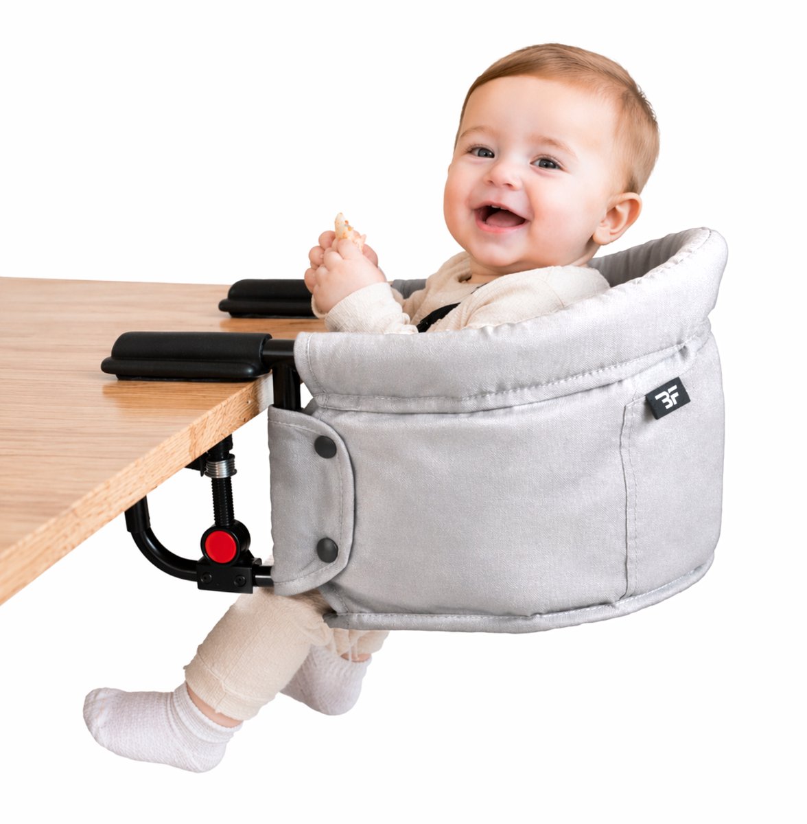 Bebies First Kinderstoel Tafelhangstoel – Inklapbaar – Opvouwbaar – Tot 15 kg – Grijs