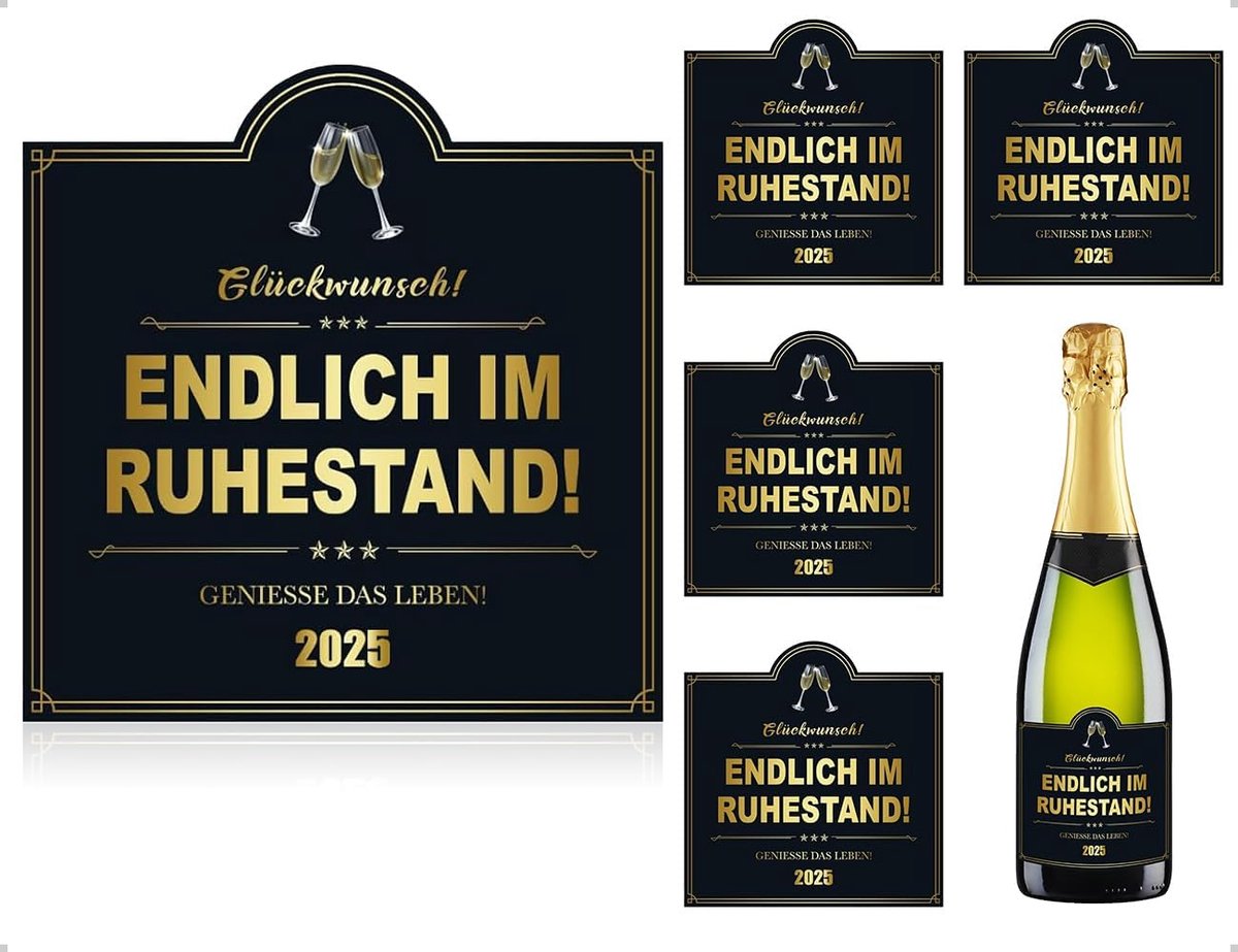 Pack of 4 Bottle Labels - Zelfklevende Wijnfles Stickers - Afscheid Label voor Mannen Vrouwen Gepensioneerden Farewell Party Coworkers (10.5 x 10 cm)