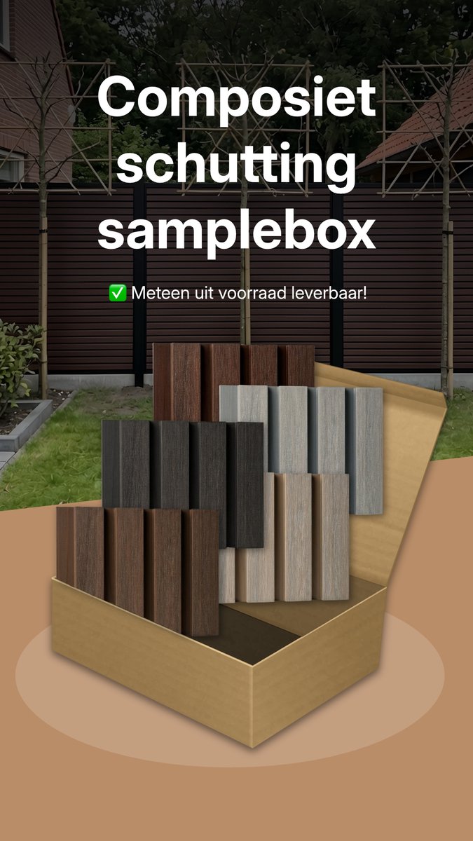 Composiet schutting samplebox - 5 kleuren schutting composiet samples - hekwerk - tuinsche