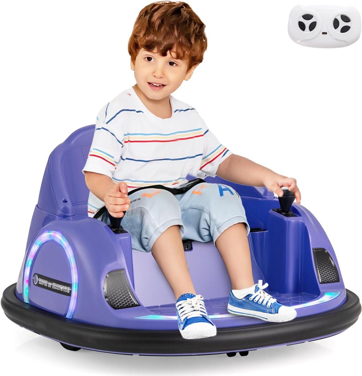 Elektrische Autoscooter - Kindervoertuig Rijden - Spelenderwijs Leren - 360 Graden Rotatie - 78 x 48 x 47 cm - Paars