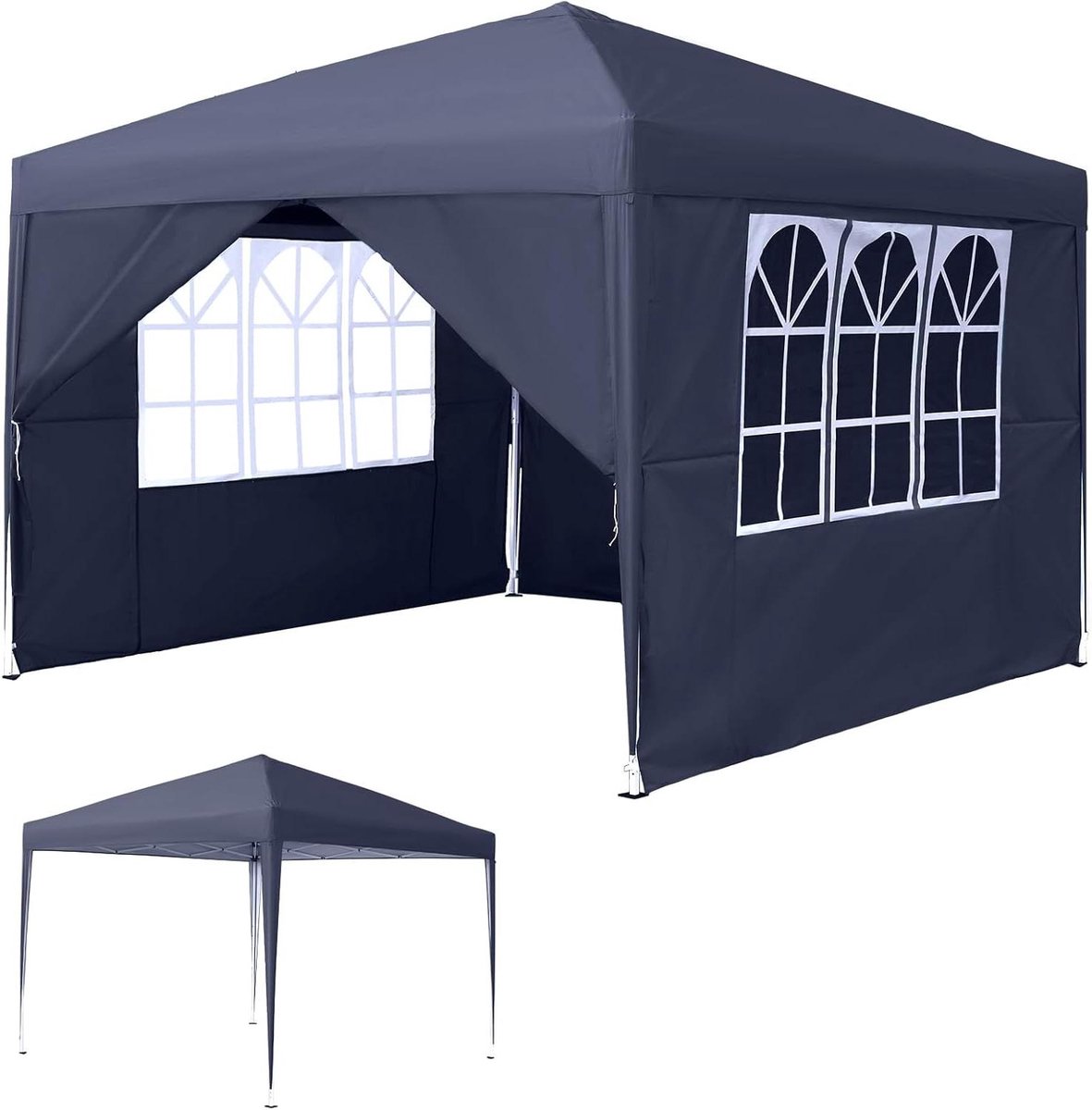 Vouwpaviljoen - Partytent Tuinpaviljoen - Buitenfeest Organiseren - In hoogte verstelbaar - 3x3 meter - Antraciet