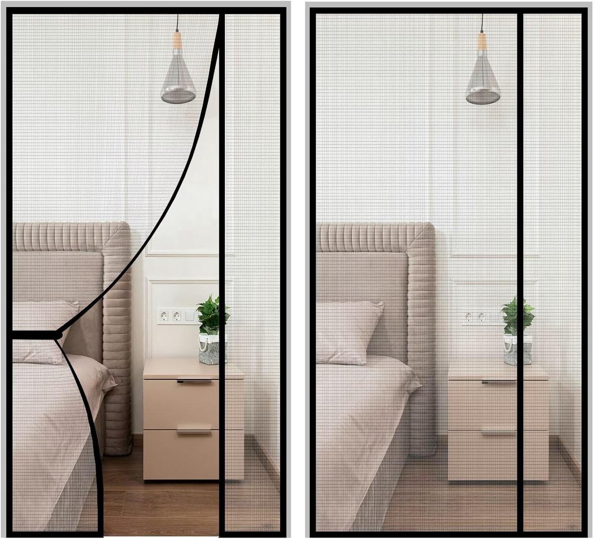 Vliegenhor Balkondeur - Hordeur Klamboe - Insecten Buiten Houden - Zonder Boren Te Plaatsen - 100x240cm - Zwart