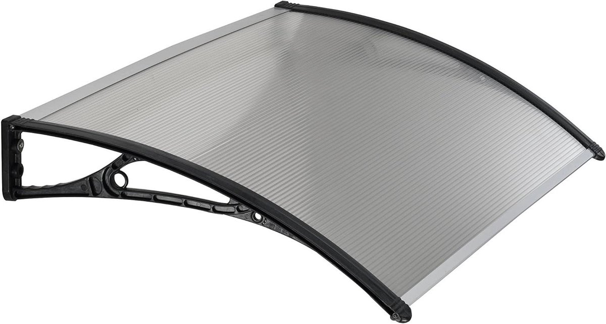 Luifel - Zonnescherm - Deur Beschermen - Transparant Polycarbonaat - 70 x 100 cm - Zwart