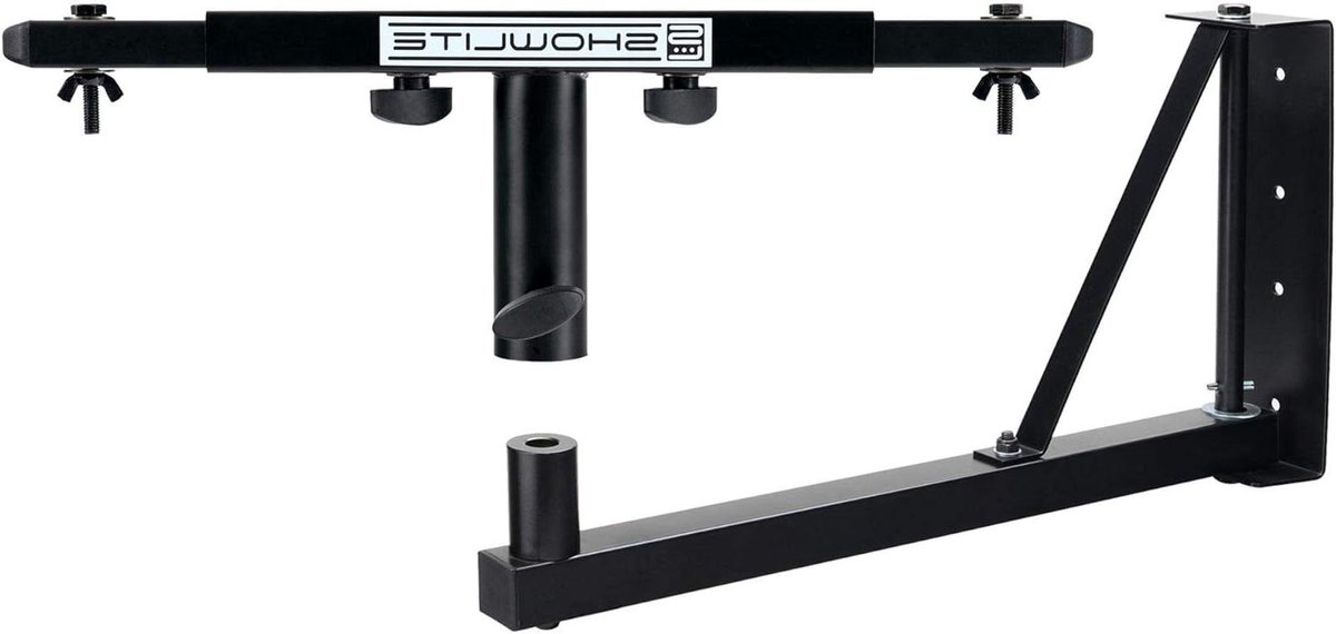 Showlite SAT-02 T Dwarsbalk Set met Speaker Wandhouder (Robuuste Wandbeugel met 36 mm Flens in Set met Passende Dwarsbalk voor 2 Spots) Zwart