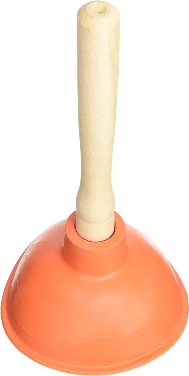 Zuigbel Rubber - Ontstopper Wc - Verstopping Verhelpen - Houten Handvat - 30 x 11 x 30 cm - Kleurrijk