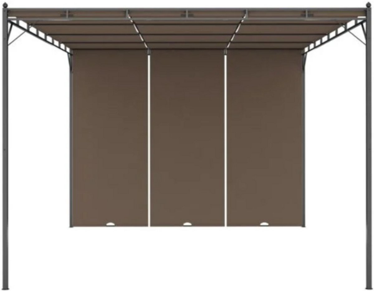 Tuinprieel met zijgordijn 4x3x2,25 m taupe