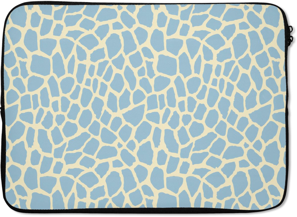 Laptophoes 13 inch - Giraf - Modern - Blauw - Laptop sleeve - Binnenmaat 32x22,5 cm - Zwarte achterkant