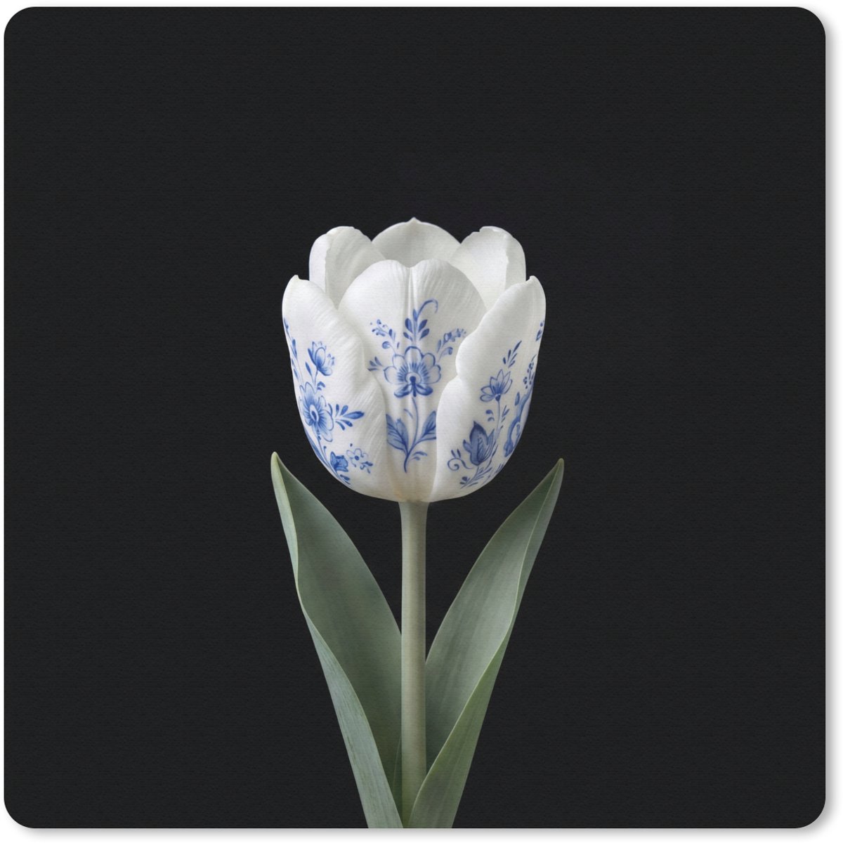 Muismat 30x30 cm - Mousepad Tulp - Patroon - Blauw - Muismatten