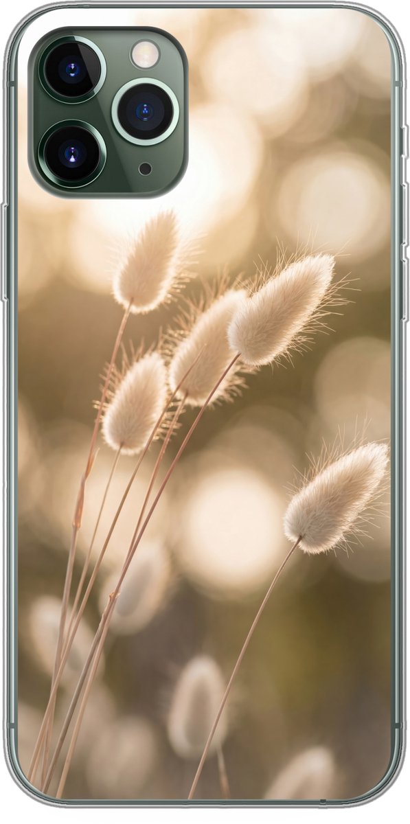 Telefoonhoesje Geschikt voor iPhone 11 Pro hoesje - Hazestaartgras - Wit - Zonlicht - Siliconen Telefoonhoesje Telefoonhoesje