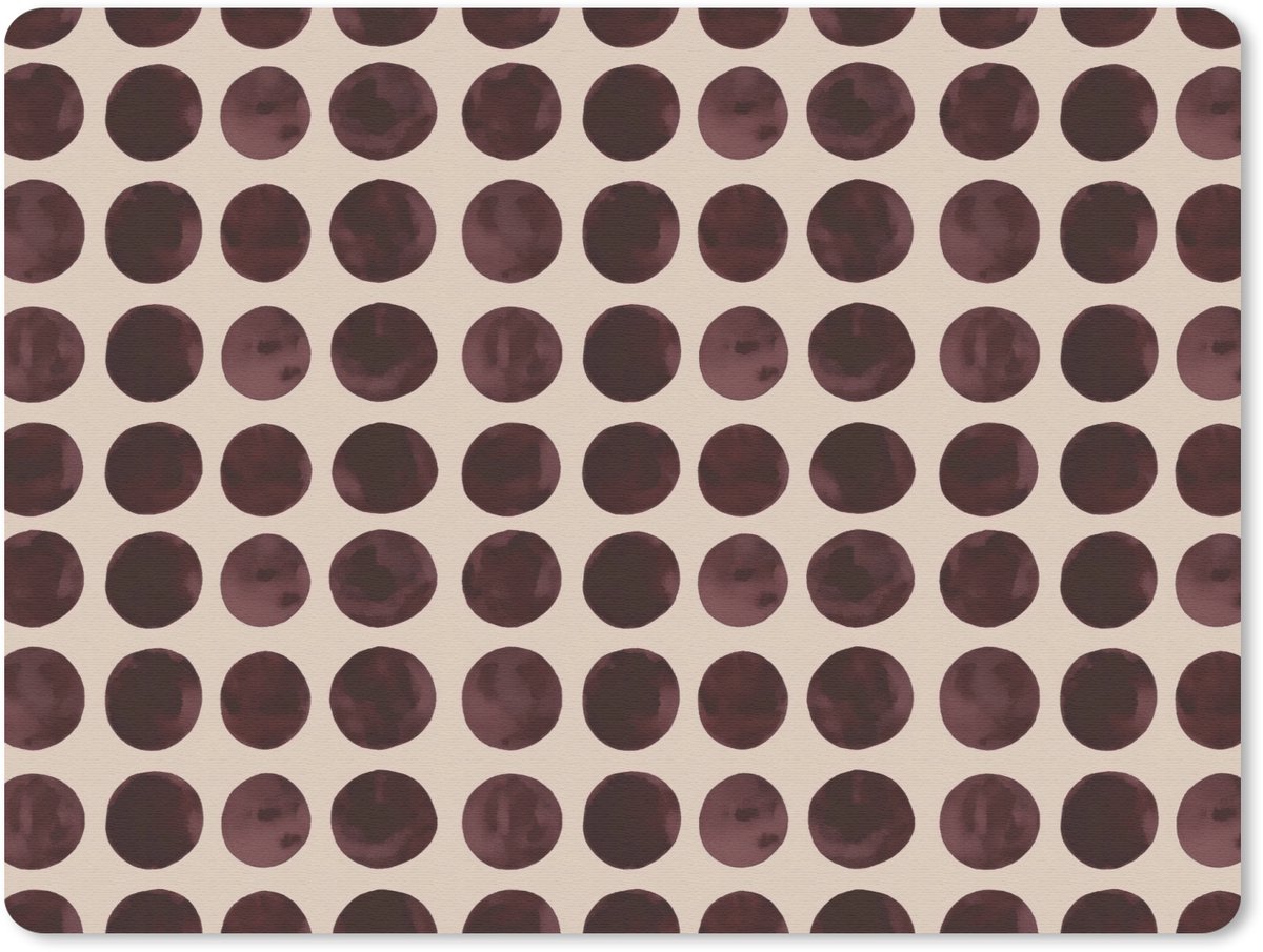 Muismat 12x10 cm - Mousepad Stippen - Patroon - Bruin - Muismatten