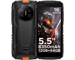 DOOGEE Fire 3 4G - Outdoor Phone - Robuuste Smartphone - 12GB RAM+ 64GB ROM/2TB TF - Android 16 - 8350mAh- 5,5-inch IPS HD+ - 13MP AI-camera - Widevine L1 - Face ID - NFC - IP68 - Oranje