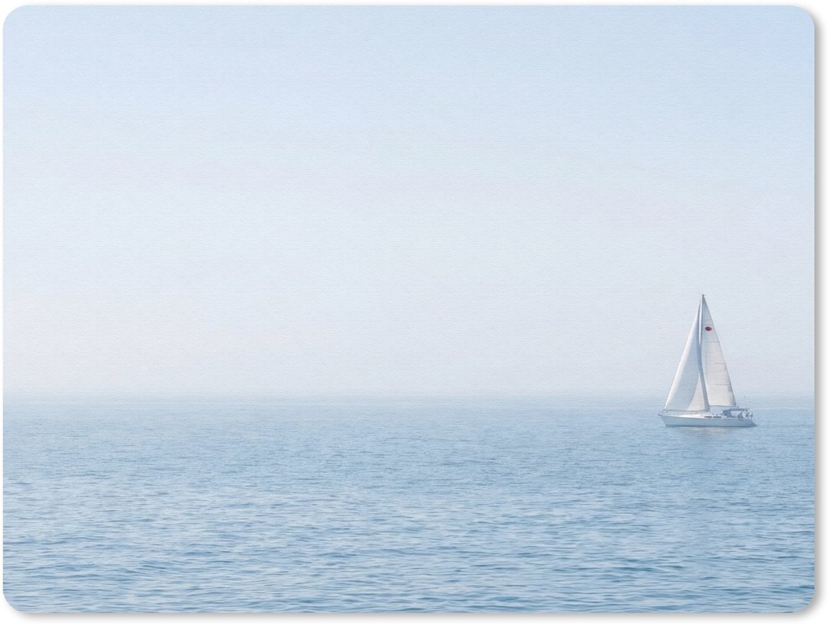 Muismat 12x10 cm - Mousepad Horizon - Zeilboot - Zee - Muismatten