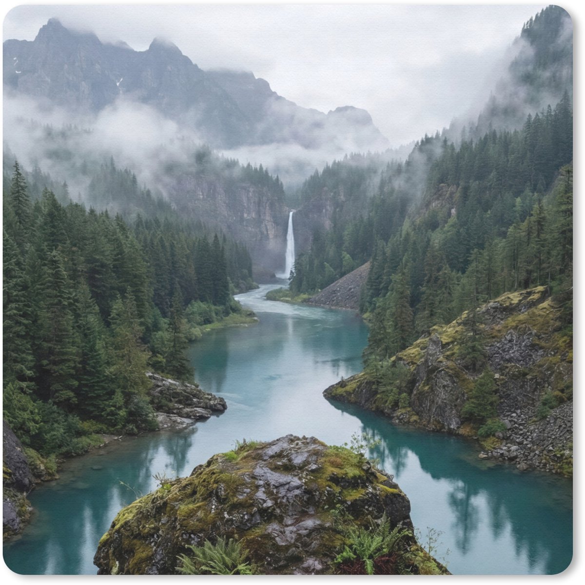 Muismat 30x30 cm - Mousepad Waterval - Bomen - Bergen - Muismatten