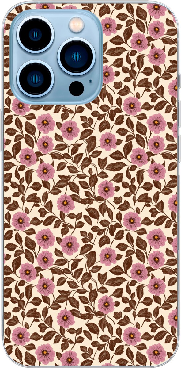Telefoonhoesje Geschikt voor iPhone 13 Pro Max hoesje - Bloemen - Bladeren - Kleurrijk - Siliconen Telefoonhoesje Telefoonhoesje