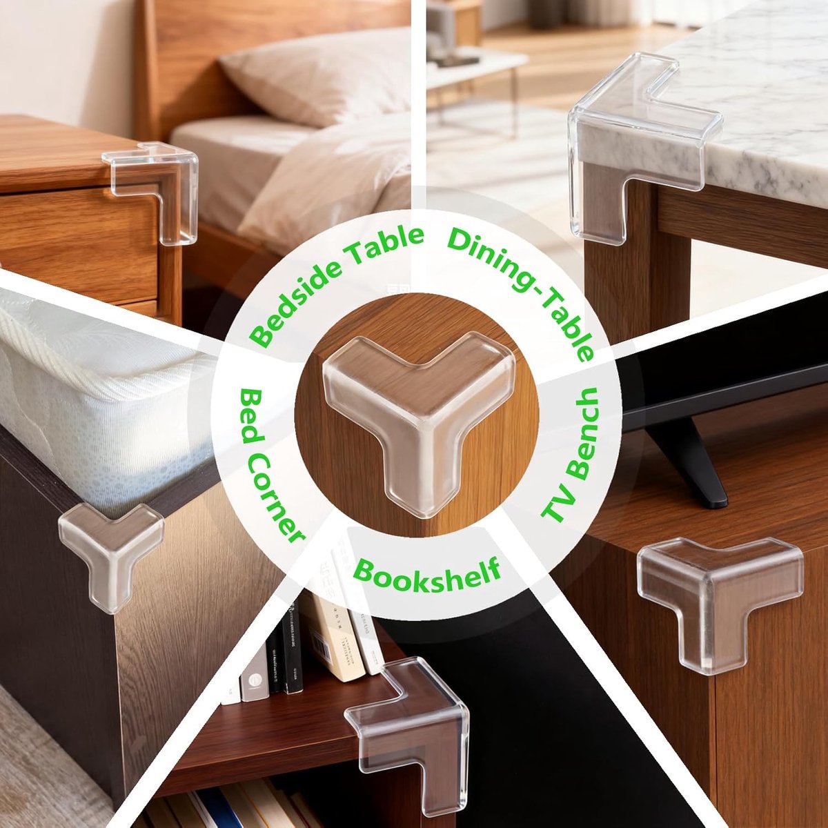 12 stuks - Transparante hoekbeschermers - Babyveilige randbeschermers - Doorzichtige rubberen stootkussens - voor meubels, tafels, vensterbanken en aanrechtbladen - T-vormig - 35×35mm – foto 4