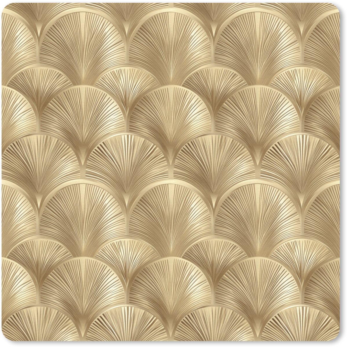 Muismat 20x20 cm - Mousepad Patroon - Waaier - Goud - Muismatten
