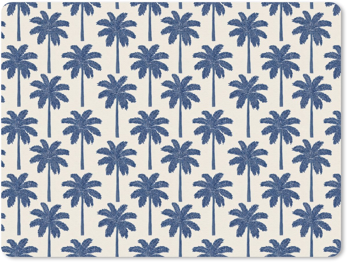 Muismat 12x10 cm - Mousepad Symmetrisch - Palm - Blauw - Muismatten