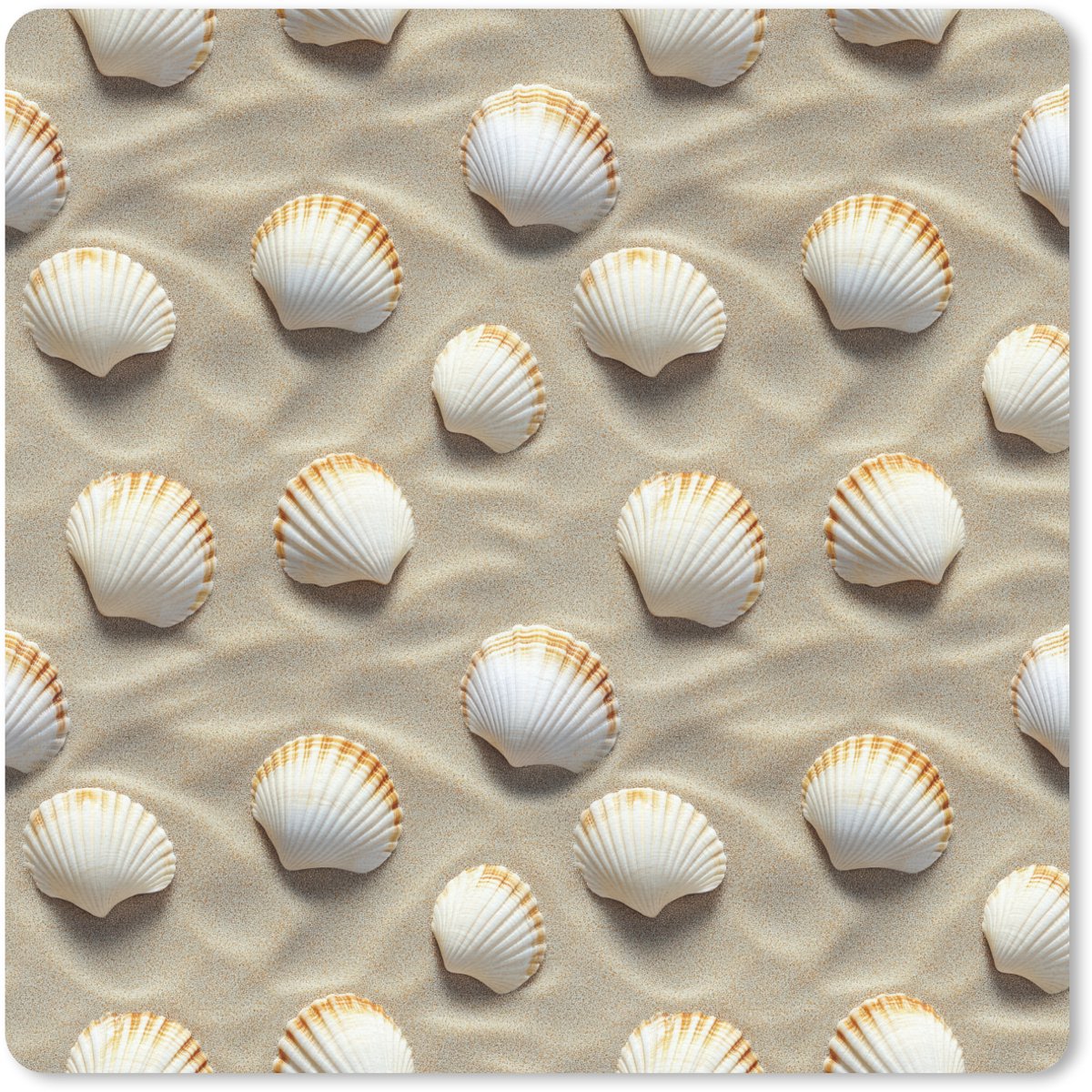 Muismat 20x20 cm - Mousepad Schelpen - Zand - Maritiem - Muismatten