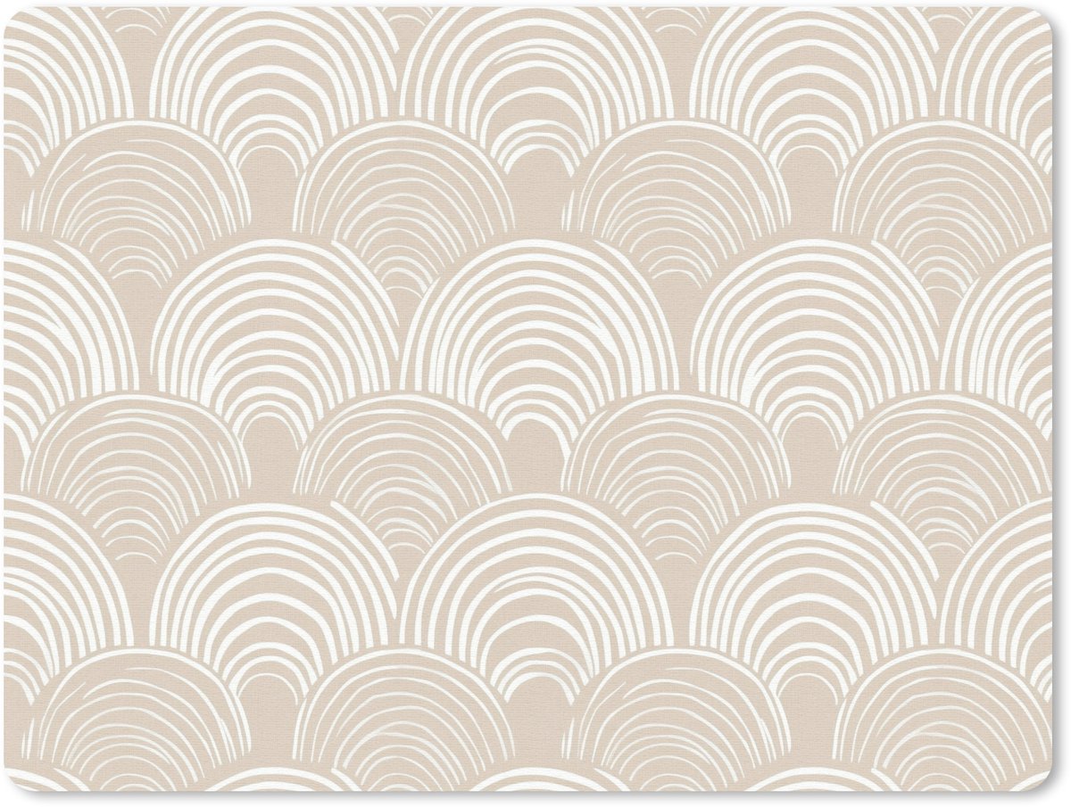 Muismat 12x10 cm - Mousepad Golven - Structuur - Beige - Muismatten