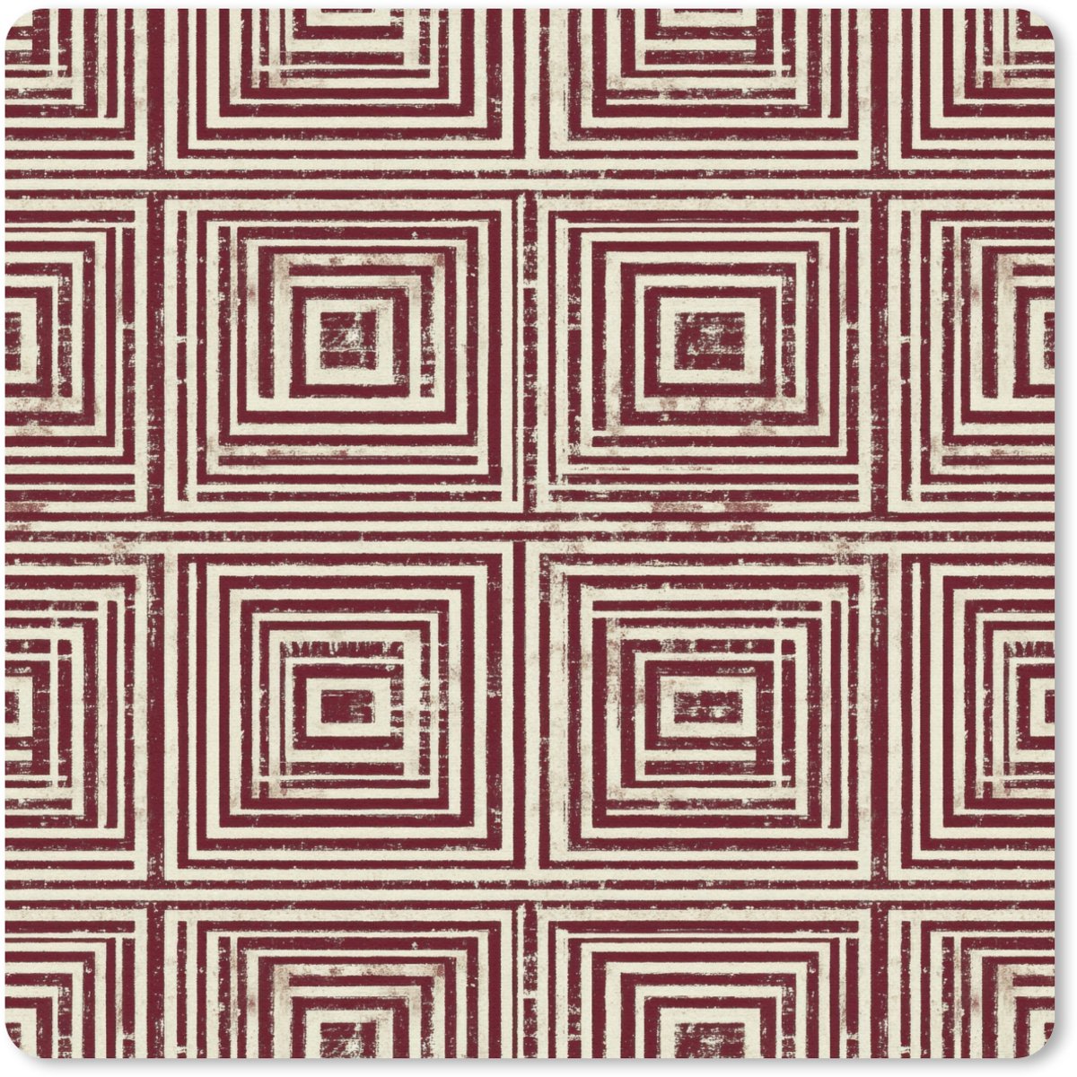 Muismat 20x20 cm - Mousepad Geometrisch - Patroon - Rood - Muismatten