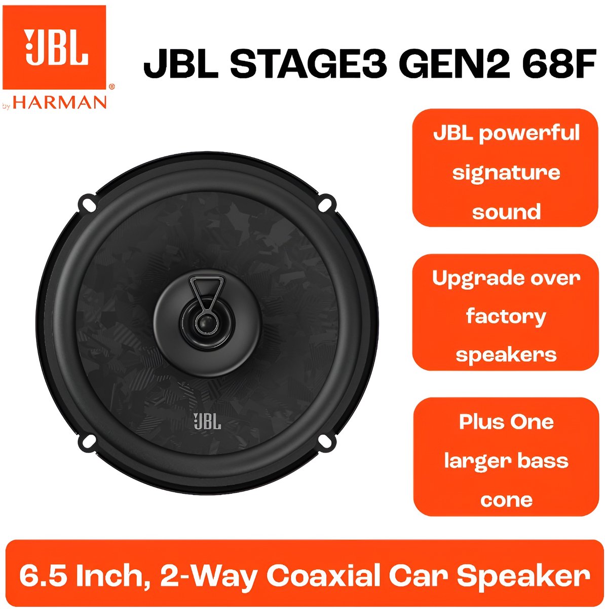 JBL Stage3 68F Autospeakers – 6,5 inch Coaxiaal – 70W RMS – 560W Piekvermogen – 4 Ohm – foto 6