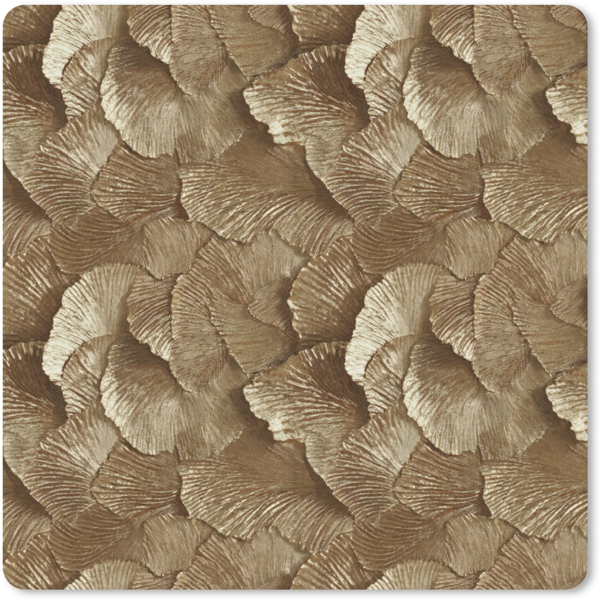 Muismat 30x30 cm - Mousepad Organisch - Patroon - Bladeren - Goud - Muismatten