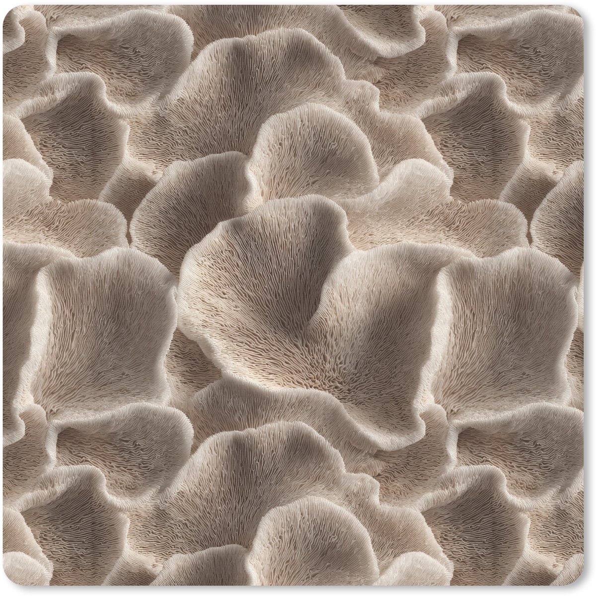 Muismat 20x20 cm - Mousepad Waaiervorm - Beige - Vezel textuur - Muismatten