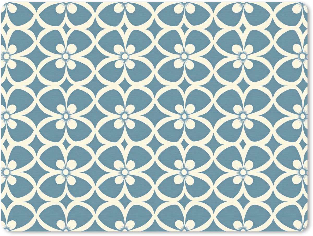 Muismat 12x10 cm - Mousepad Patroon - Symmetrisch - Blauw - Muismatten