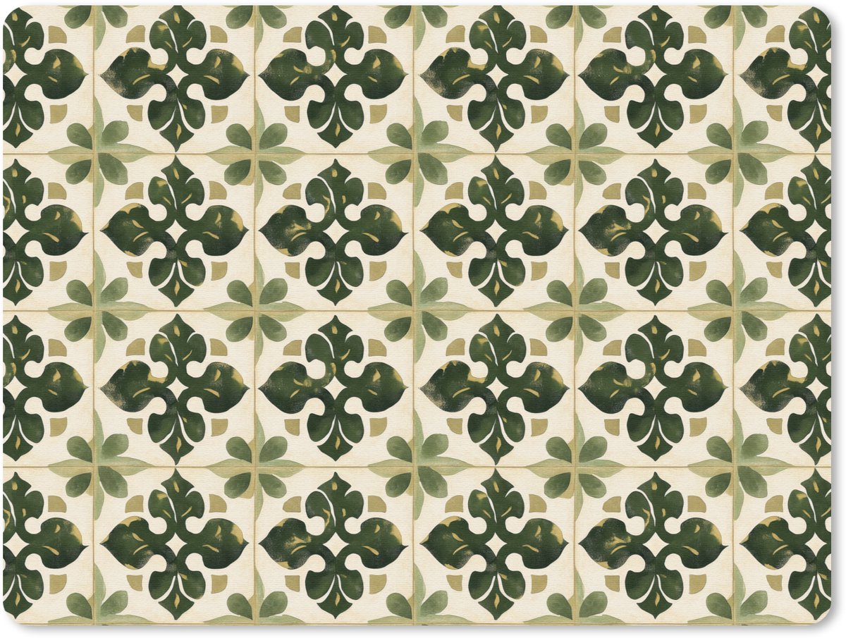 Muismat 12x10 cm - Mousepad Patroon - Tegel - Groen - Muismatten
