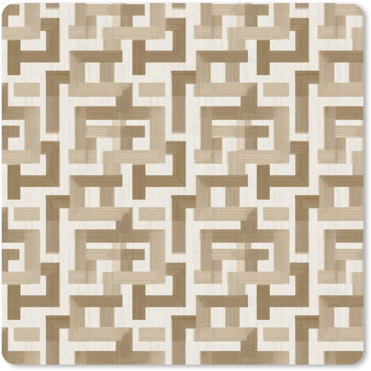 Muismat 20x20 cm - Mousepad Geometrisch - Retro - Bruin - Muismatten