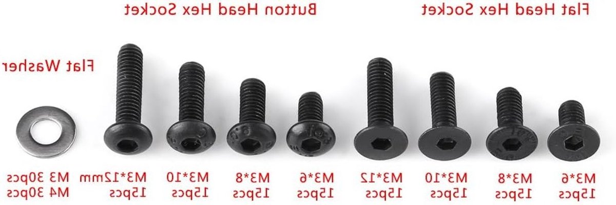 120 Stuks M3 Hex Socket Schroeven met 60 Stuks M3/M4 Ringen - Assortiment van Bouten en Moeren voor Diverse Toepassingen