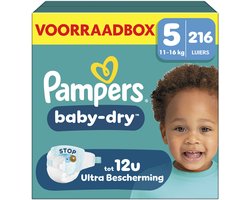 Pampers Baby-Dry Maat 5 - 216 Luiers - 11kg-16kg - Voorraadbox