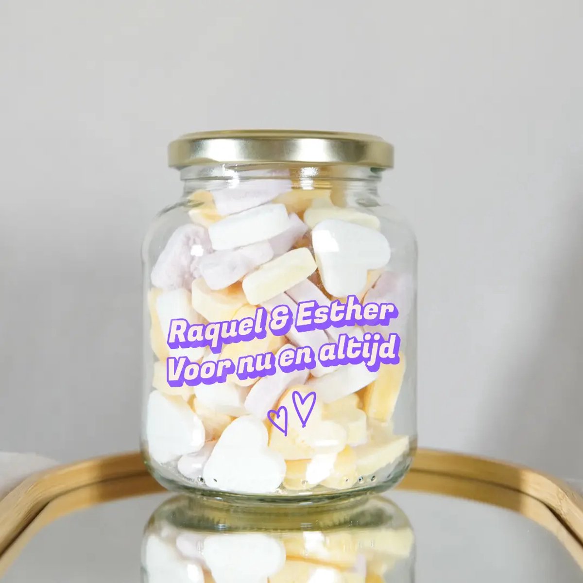 Gepersonaliseerd Cadeau Voor Nu en Altijd - Snoeppot met Namen - Cadeau voor Huwelijk - Huwelijksjubileum Cadeau - Jubileum Cadeau - Valentijnsdag Cadeau - Relatie Cadeautje