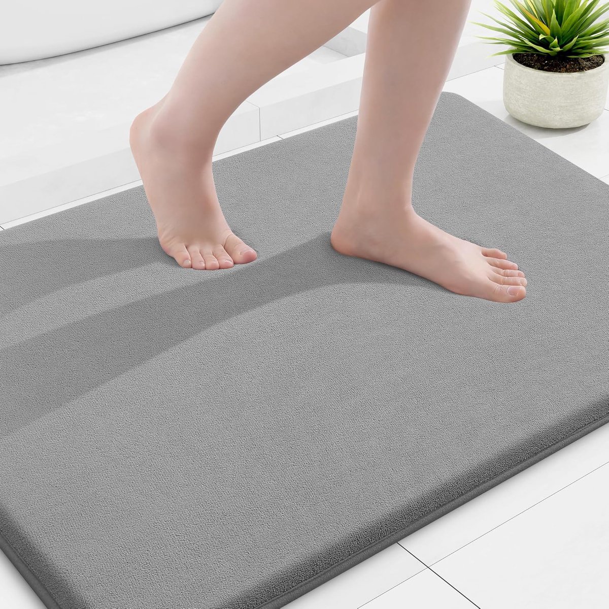 Olanly Badmat - Snel Absorberende Badmat - Douchemat - PVC Antislip Mat - 61x90 cm - Grijs -Super Zacht