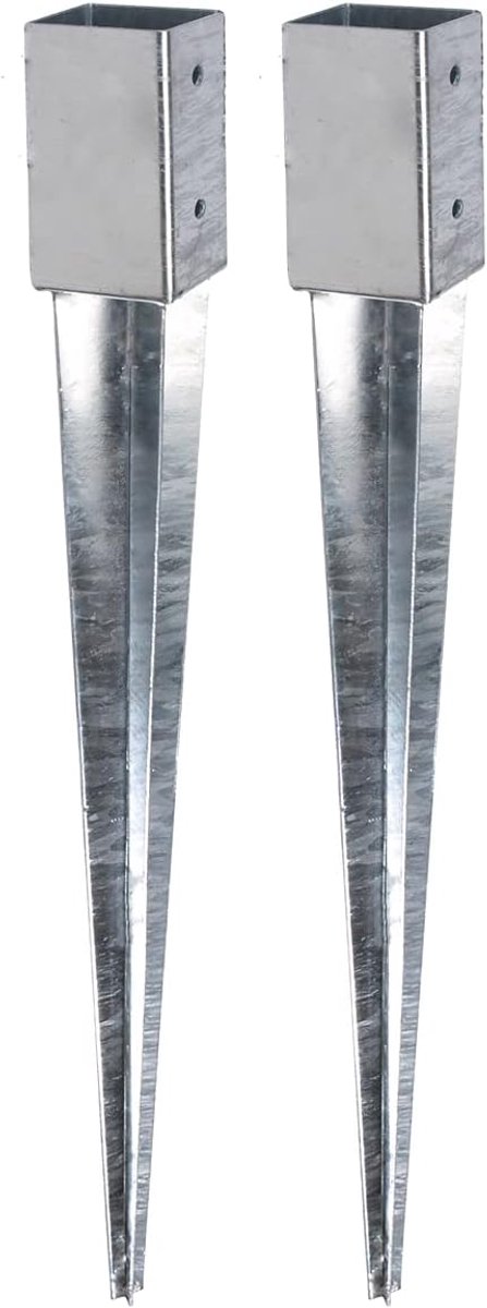Alberts 208059 inslag-paalvoet | voor ronde of vierkante houten palen | thermisch verzinkt | 61 x 61 mm | totale lengte 750 mm | set van 2