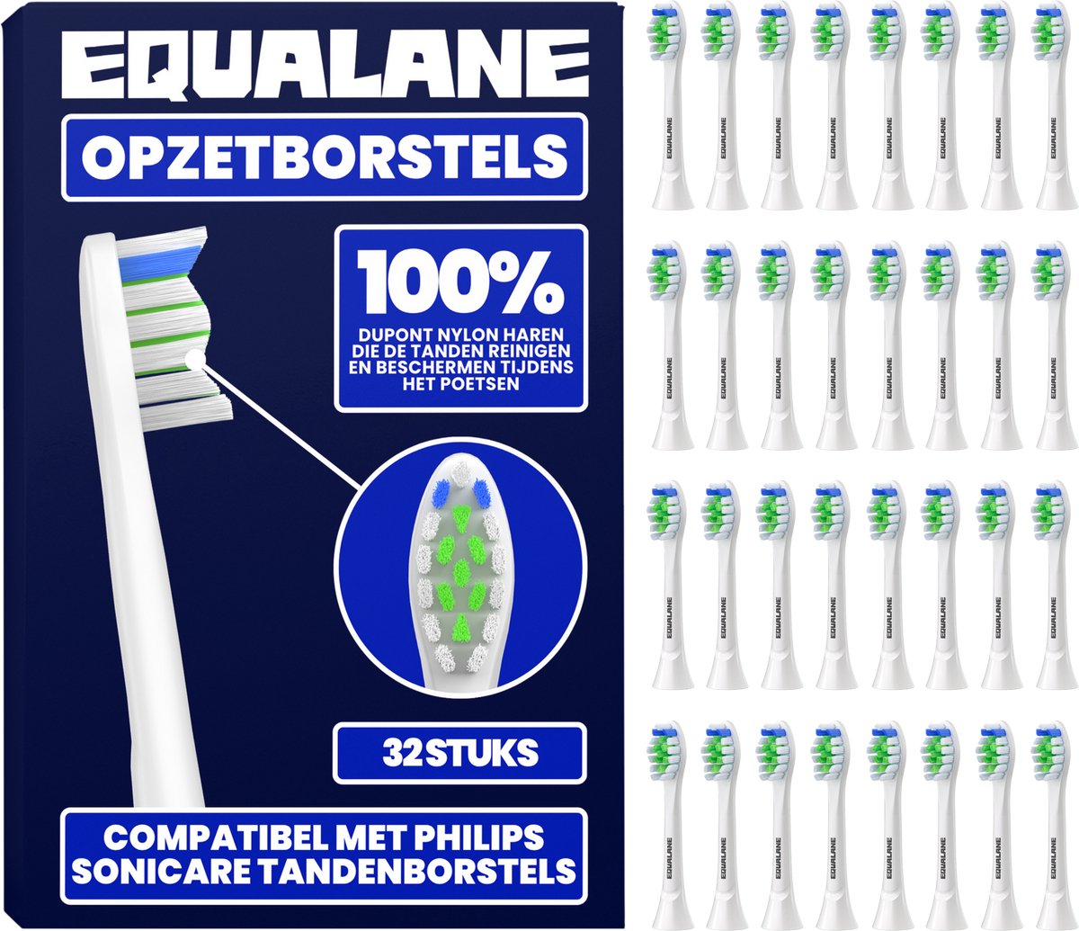 Opzetborstels geschikt voor Philips Sonicare - Universele Opzetborstels - Normale Borstelharen - Wit - 32 Stuks