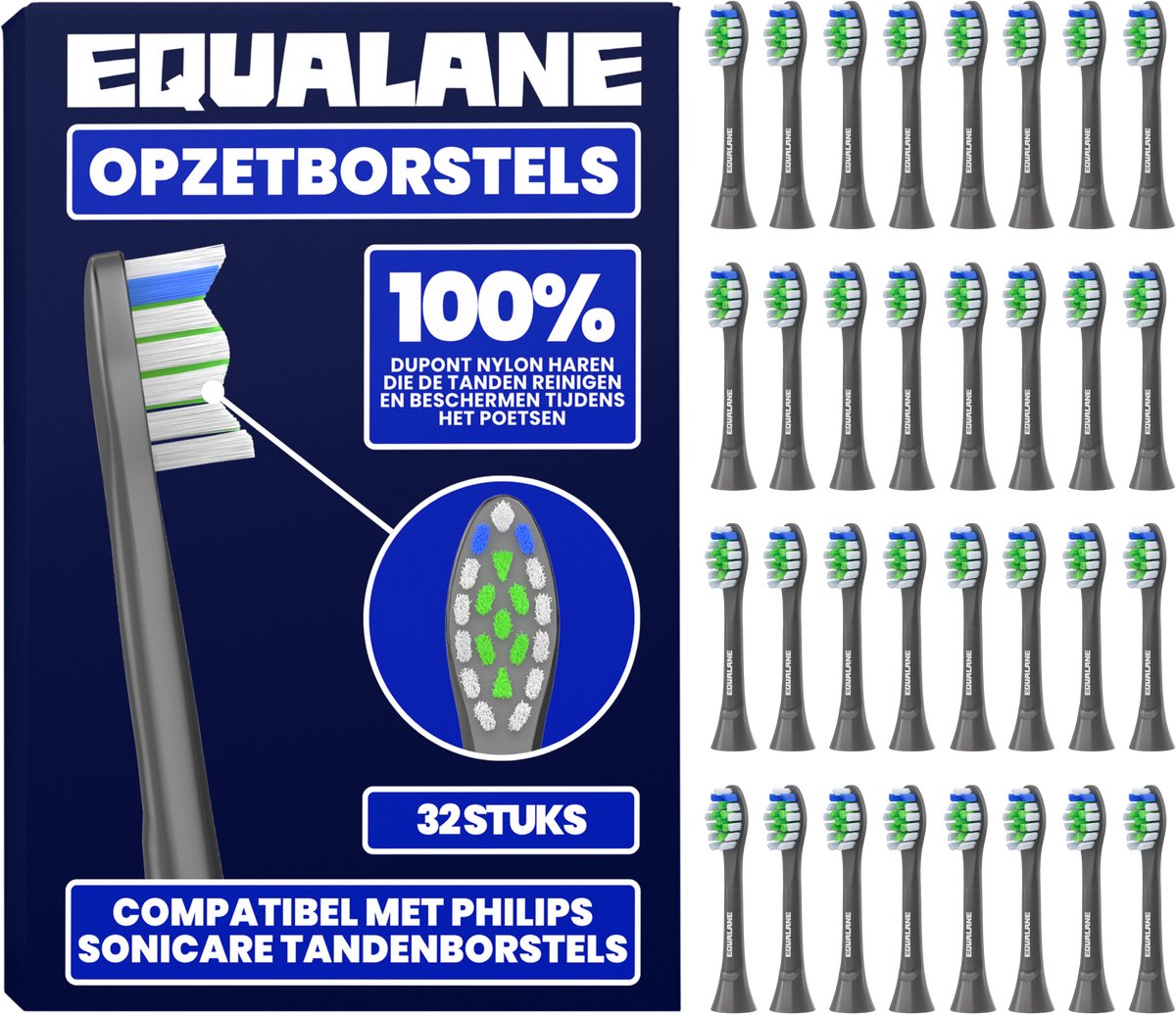 Opzetborstels geschikt voor Philips Sonicare - Universele Opzetborstels - Normale Borstelharen - Zwart - 32 Stuks