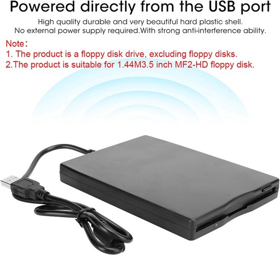 Externe Floppy Drive - 3.5 Inch Lezer - Oude Disks Lezen - Plug and Play - 3.5 Inch - Zwart — afbeelding 4