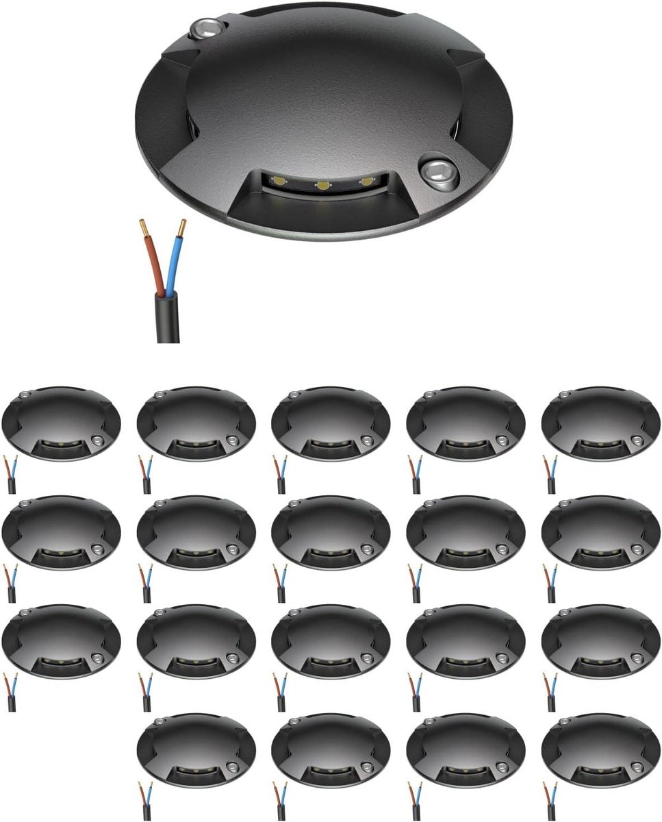 Grondlamp Rond - Padverlichting LED - Buiten Verlichten - Beloopbaar 1000kg - 70mm Diameter - Antraciet