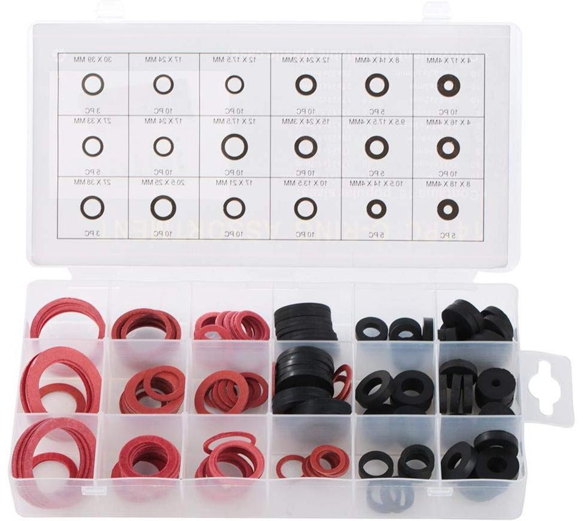 Kit Loodgieterswerk Pakking - Rubber Washer Assortiment - Kraan Reparatie - Hoge Dichtheid Rubber - 141 Stuks - Zwart