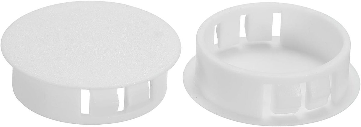 Gatpluggen Plastic - Ronde Dekseltjes - Gaten Afwerken - Klikmontage Nylon - 50 Stuks 32mm - Wit