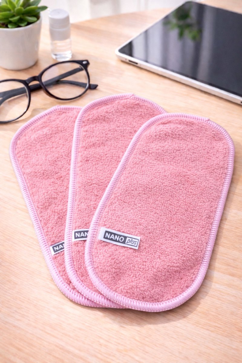 3x Nanoplus Brillendoekjes/Nanodoek/Brilpoetsdoekjes/Oud Roze
