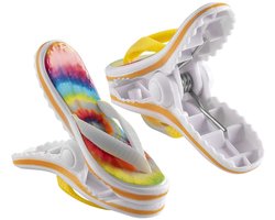 O2COOL - Boca Clips Extra Stevige Handdoekclips – Grote Strandhanddoek Clips voor Ligstoel – Stevige Wasknijpers voor Strandstoel en Waslijn – Set van 2 Stuks – Slippers Tie-Dye