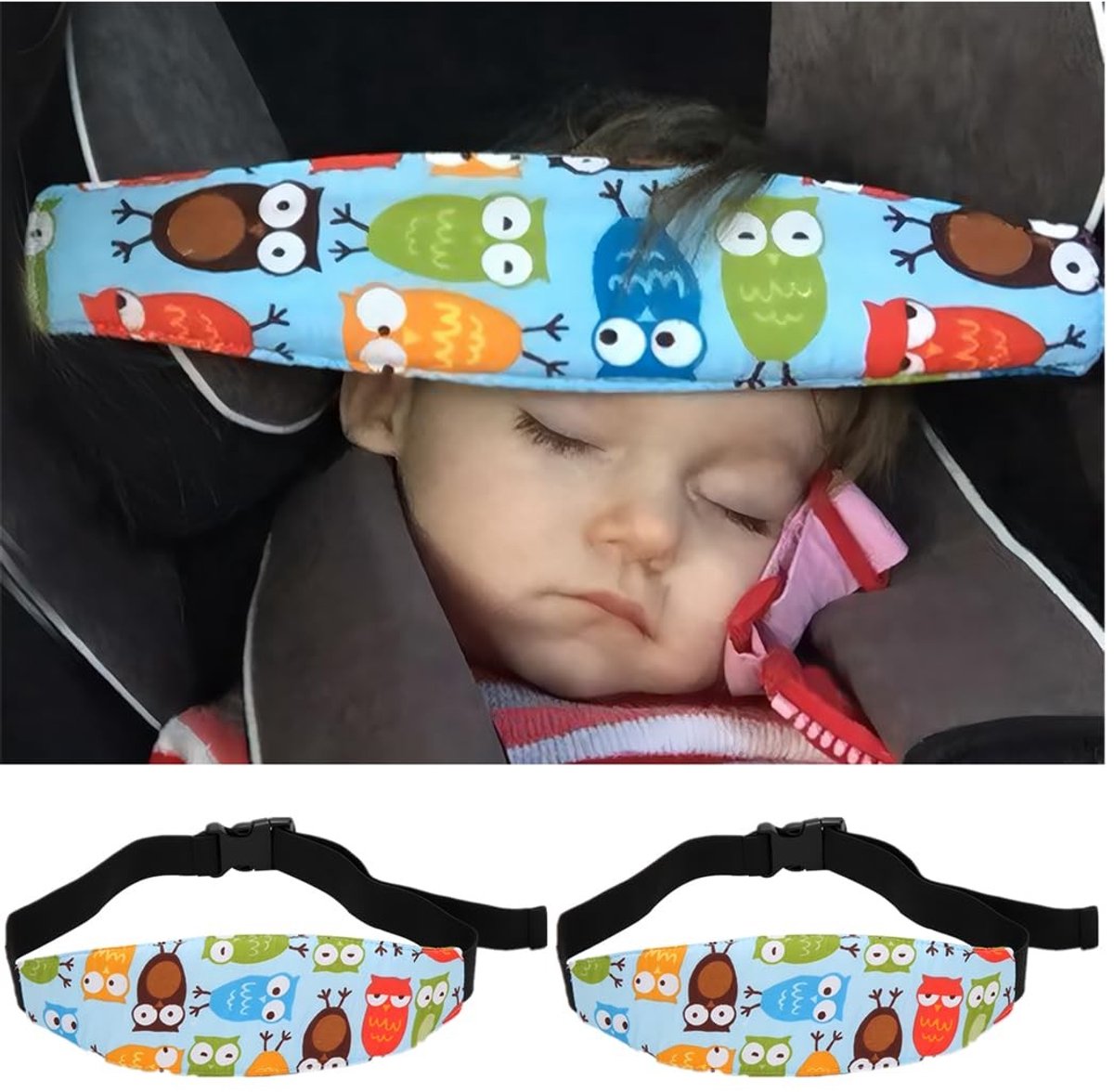 Golden crown - Kinderzitje Hoofdsteun - Verstelbare Hoofdband - Blauw - Kinderwagen Accessoire - Auto Hoofdsteun - Geschikt voor Peuters - Blauw Uil