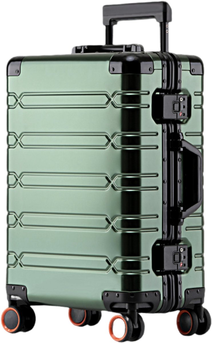 Jently reiskoffer - trolley - rolkoffer - aluminium koffer - reisvalies - 35 x 23 x 55 cm - donker - zakelijke rol bagage