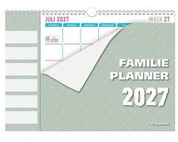 MGPcards - Kalender 18 maanden - Familieplanner 2027 - 6 Namen - Kalender - Familyplanner - Nederlandse en Belgische feestdagen - Juli 2026 tm december 2027 - 34 x 24,5 cm - Groen