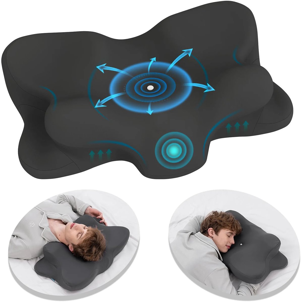 CHICASA Hoofdkussen Memory Foam - Orthopedisch Hoofdkussen voor Nekklachten - Ergonomisch - 5-Zone Ondersteuning - Dubbele Hoogte 8/12 cm - Traagschuim