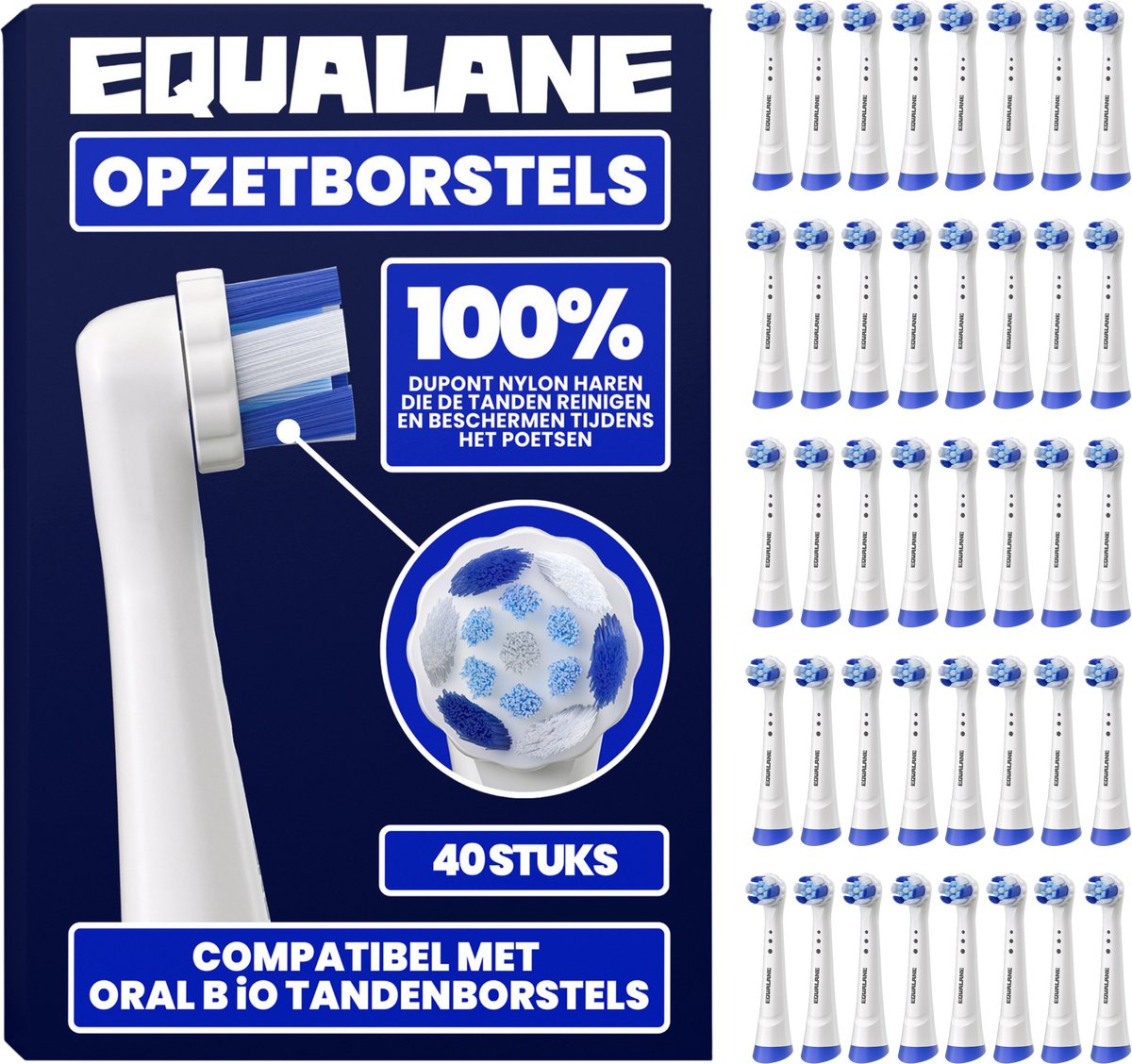 Opzetborstels geschikt voor Oral-B iO - Universele Opzetborstels - Schuine Borstelharen - Wit - 40 Stuks