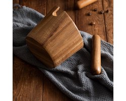 Houten Koffie Bak - Espresso Afvalbak - Snel Koffiedik Verwerken - Afneembare Houten Bar - 12.8 x 12 cm - Houtkleur